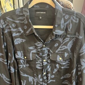 Lucky Brand Black Shirt with Blue Floral Design